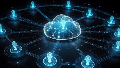 Global Network Cloud Computing System Digital Data Connections and Locations