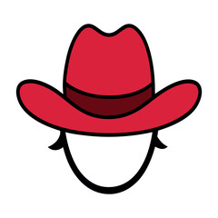 Red cowboy hat isolated on white background with western fashion style