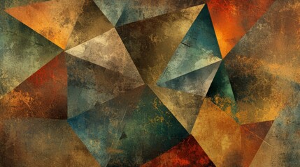 Abstract Geometric Background in Earthy Tones and Textured Layers