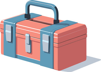 Isometric View of a Dusty Rose Tool Box with Teal Accents