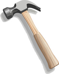 Classic Claw Hammer with Wood Handle, Isolated on White