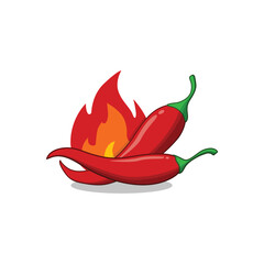 Red Hot Chili logo design concept vector.  Spicy Pepper logo designs template. Red Chili Pepper with Fire Flames. Hot Chilli Taste. Spicy Food. Hand drawn. Not AI. Vector illustration.