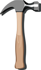 Classic Claw Hammer, Illustrated with Drop Shadow, Wood Handle