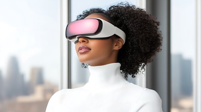 Woman in VR Headset Modern Technology Future Innovation