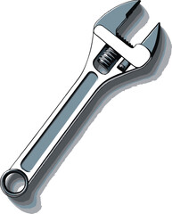 Chrome Adjustable Wrench:  Detailed Vector Illustration