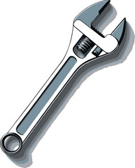 Adjustable Wrench:  Detailed Isometric Illustration with Shadow