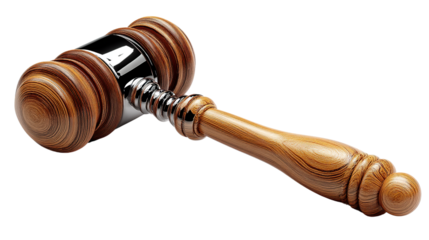 Wooden gavel, a brown symbol of law and justice in the courtroom
