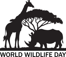 World wildlife day concept silhouette design vector art illustration.