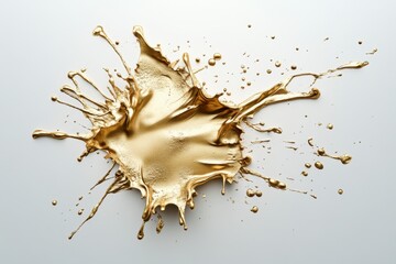 Gold Paint Splash with Drips on White Background for Creative Designs