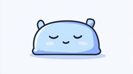 Cute blue blob sleeping soundly; pastel background; children's illustration