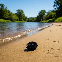 Black flower on the riverbank