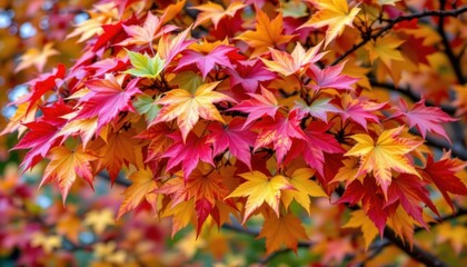 Autumn leaves falling forest park nature photography colorful environment close-up view seasonal beauty