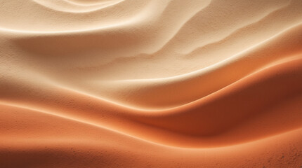 Fototapeta premium Sun-kissed desert dunes in a gentle, flowing embrace, showcasing a breathtaking gradient of warm, earthy tones from pale beige to rich terracotta.