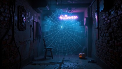 Spooky halloween decor haunted house digital art dark environment atmospheric view eerie concept