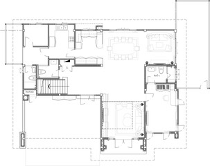Drawing, furniture arrangement, interior design 2