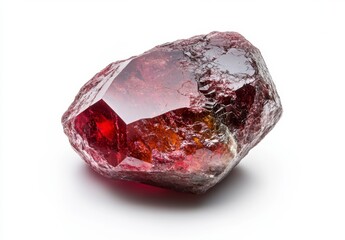 Glimmering Red Ruby Gemstone with Intricate Facets and Shine