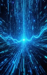 An abstract technology background featuring intricate blue lines interwoven with glowing lights, creating a dynamic and futuristic atmosphere that evokes innovation and connectivity.