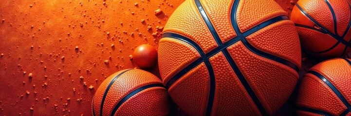 Obraz premium Seamless basketball & football texture; sporty, repeating brush strokes , lines, fabric, geometric
