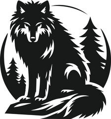 Fototapeta premium Vector black silhouette of a wolf 