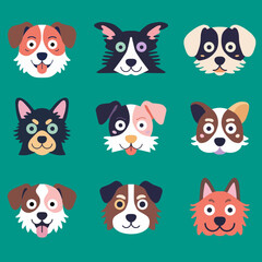 set of funny dog face