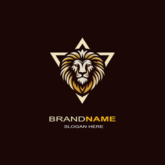 This striking logo features a bold and majestic lion’s head at the center, symbolizing strength, courage, and leadership. The lion’s detailed mane is rendered in shades of gold, brown, and white, givi