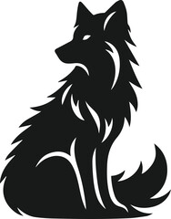Vector black silhouette of a wolf 