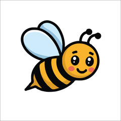 Obraz premium Cute Honey Bee Flying Cartoon Vector Icon Illustration Animal Nature Icon Concept Isolated Premium Vector Flat Cartoon Style