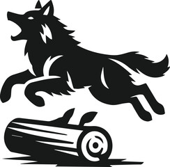 Vector black silhouette of a wolf 
