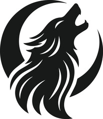 Vector black silhouette of a wolf 