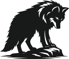 Vector black silhouette of a wolf 