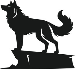 Vector black silhouette of a wolf 