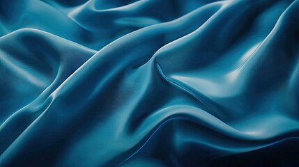 Obraz premium Close-up of a flowing, deep teal silk fabric.
