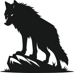 Vector black silhouette of a wolf 