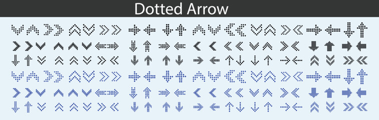 Arrows dots. dot arrow vector set. points arrow collection of direction arrows. isolated icon.