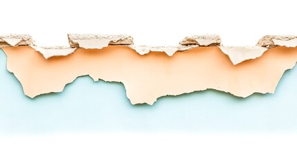 Peeling paint reveals layers of faded wall colors.