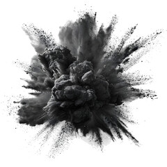 Black powder explosion, charcoal dust texture isolated on white background --v 7.0