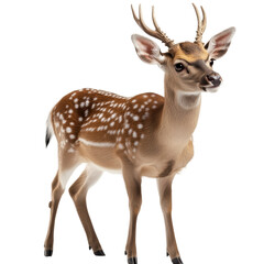 Naklejka premium Small deer standing in profile view against a solid black background for wildlife and nature themes isolated on a white background,