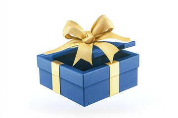 Obraz premium Open blue gift box with gold ribbon