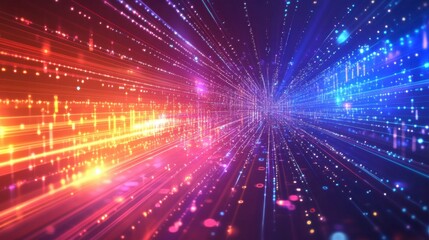 Obraz premium Vibrant Abstract Digital Background with Light Rays and Particles