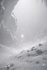 Weightless, glowing particles suspended in a tranquil white void, suggesting a soft, misty atmosphere ,  depth,  delicate