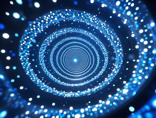 Obraz premium A mesmerizing abstract spiral of blue light particles, symbolizing the concept of infinity, space exploration, and advanced digital design.