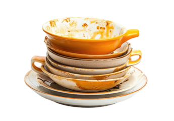 Dirty dishes stacked high (1)