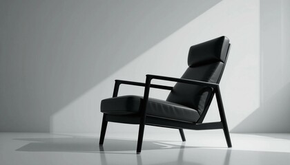 High-resolution chair image with low key lighting and black minimalism