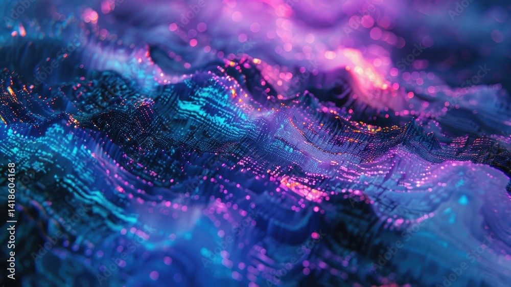 Poster abstract picture of colorful particle with sparkle electric style design connect become energy struc