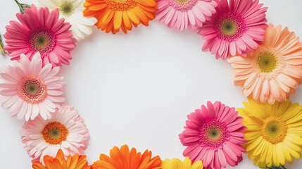 Elegant wedding invitation card background . Minimal hand painted watercolor Gerbera flowers texture template background. Design for wedding, vip cover, poster, rsvp moderncard.Valentine's Day