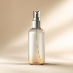 Elegant Cosmetic Spray Bottle on Neutral Background