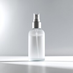 Frosted Glass Spray Bottle Mockup on White