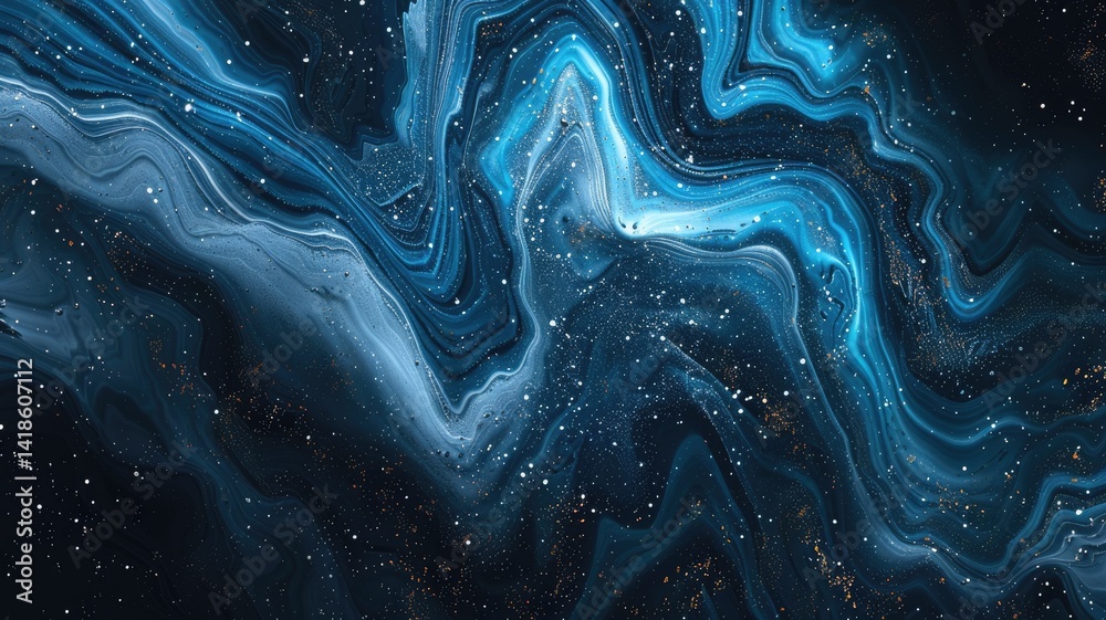 Poster blue wavy abstract pattern with light and shadow effects. 3d rendering for design with blue color in