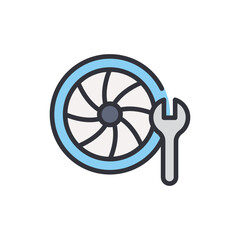 Obraz premium Aircraft machine repair colored icons, minimalist vector illustration ,simple transparent graphic element .Isolated on white background