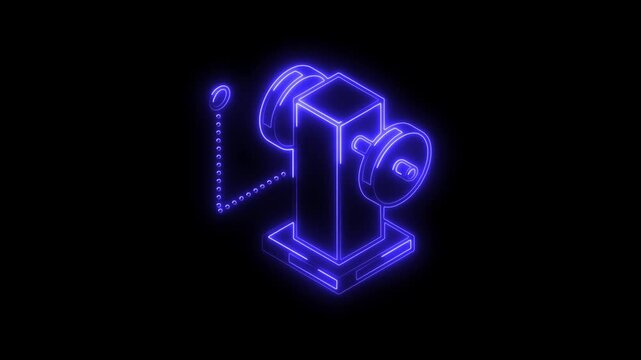 Glowing neon bodybuilder icon 4k  isolated on black background. HD Video motion graphic animation